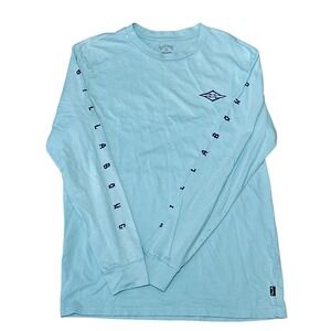 Billabong Long Sleeve Men's Light Blue Utility Logo Pullover Size S 100% Cotton